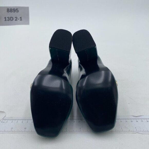 FSJ Green Chunky High Heels Square Toe Loafer Shoes Slip On Office Pumps Buckle - Picture 6 of 7